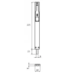 Verrou Titantre 225 mm pour profil alu - corps zamak - tige inox FAPIM