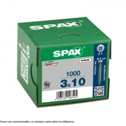 Vis bois aggloméré - tête fraisée réduite - PZ - acier zingué blanc SPAX