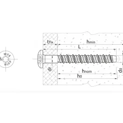 Vis à béton - tête bombée - zingué - Torx - 6x40 mm - R-LX RAWL
