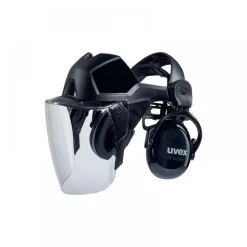 Visière de protection pheos faceguard en polycarbonate -avec coquilles UVEX
