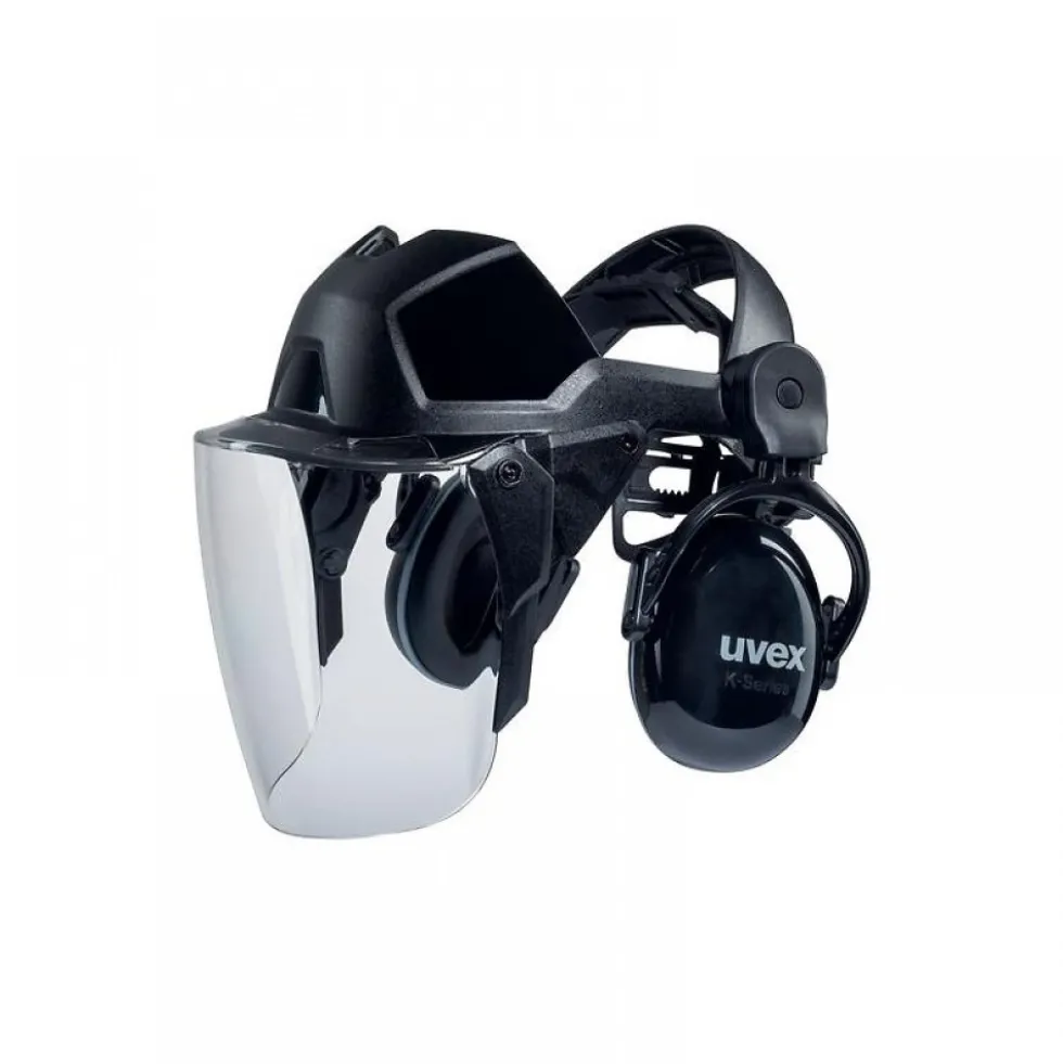 Visière de protection pheos faceguard en polycarbonate -avec coquilles UVEX