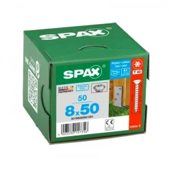 Vis pour pied de poteau inox A2 - 8x50mm - tête fraisée bombée SPAX