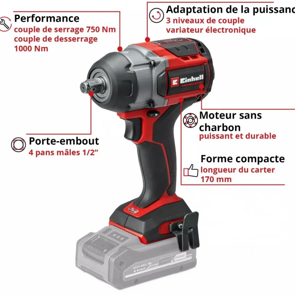 Visseuse à chocs Pro TP-CW 18/750-C Li BL - Solo - Power X-Change EINHELL PROFESSIONAL