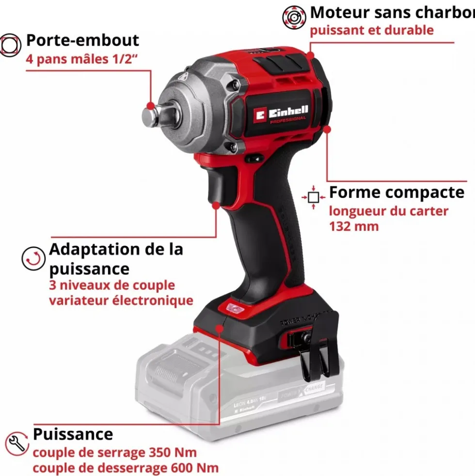 Visseuse à chocs Pro TP-CW 18/350-C Li BL - Solo - Power X-Change EINHELL PROFESSIONAL