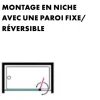 Volet de douche pivotant - universel - 200 x 40 cm - pour paroi fixe LEDA
