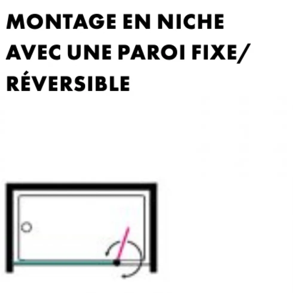 Volet de douche pivotant - universel - 200 x 40 cm - pour paroi fixe LEDA