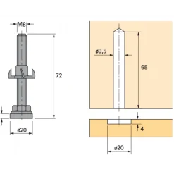 Vérin de réglage-diamètre 20 mm HETTICH