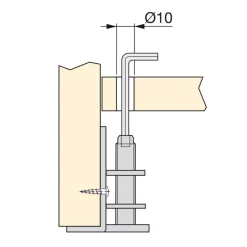Vérin M10 à réglage intérieur pour meuble - Lot de 10 kits EMUCA
