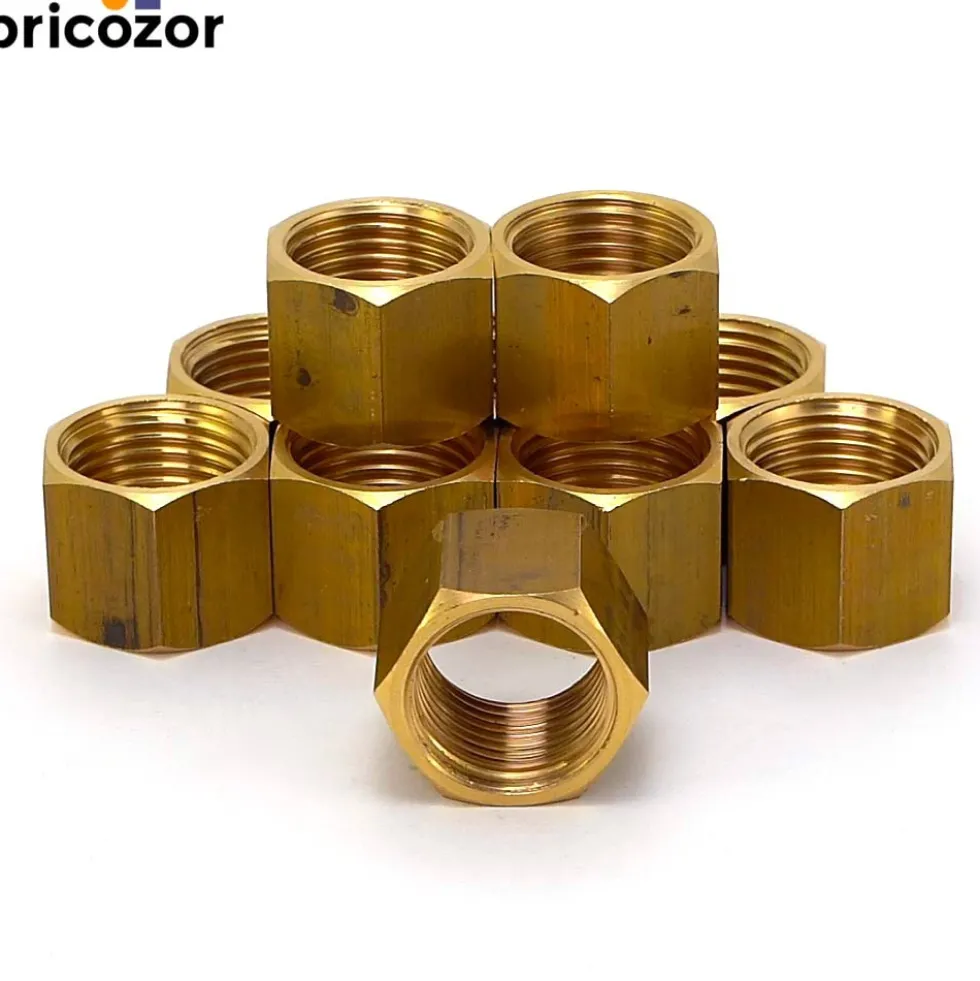 10 X Manchon laiton brut 6 pans F/F sans épaulement à visser BRICOZOR