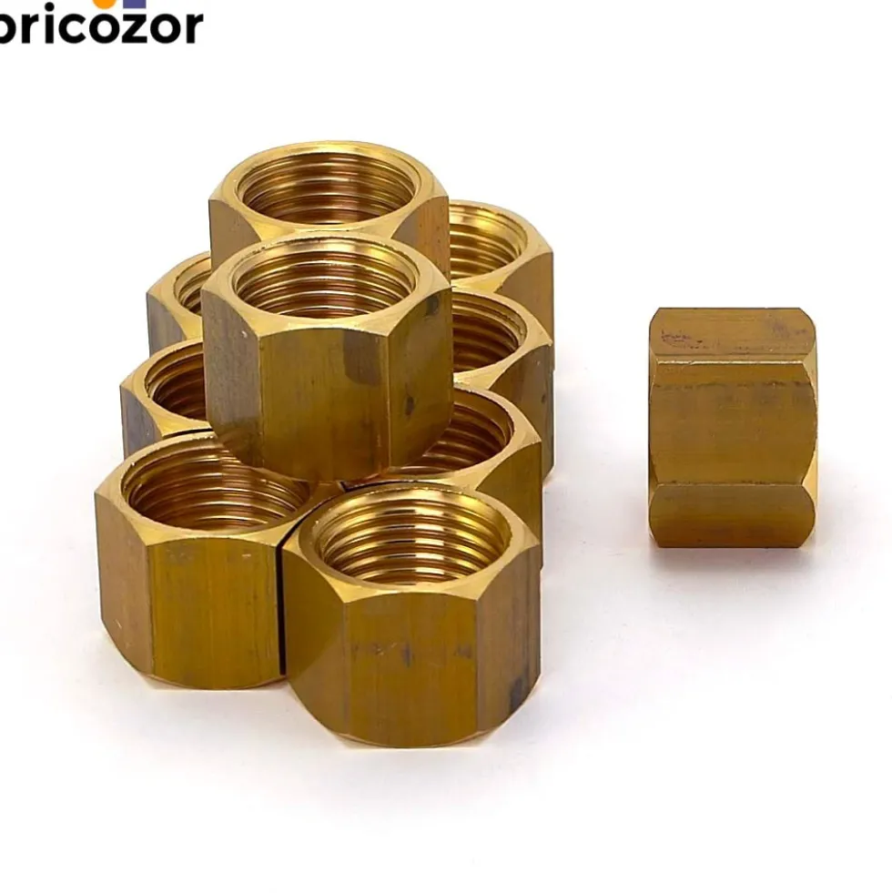 10 X Manchon laiton brut 6 pans F/F sans épaulement à visser BRICOZOR