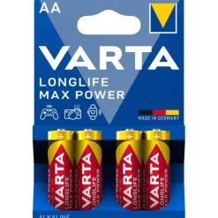 4 X Pile alcaline Longlife Max Power - AA ou AAA VARTA